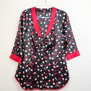 Fredericks of Hollywood Heart Pajama Button Front